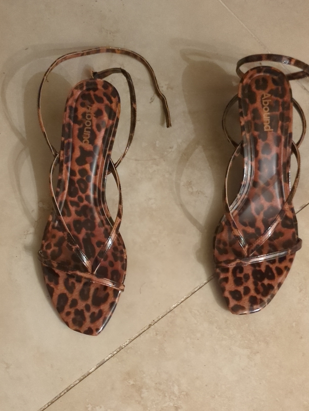 Leopard Print Strappy Sandals - Brown